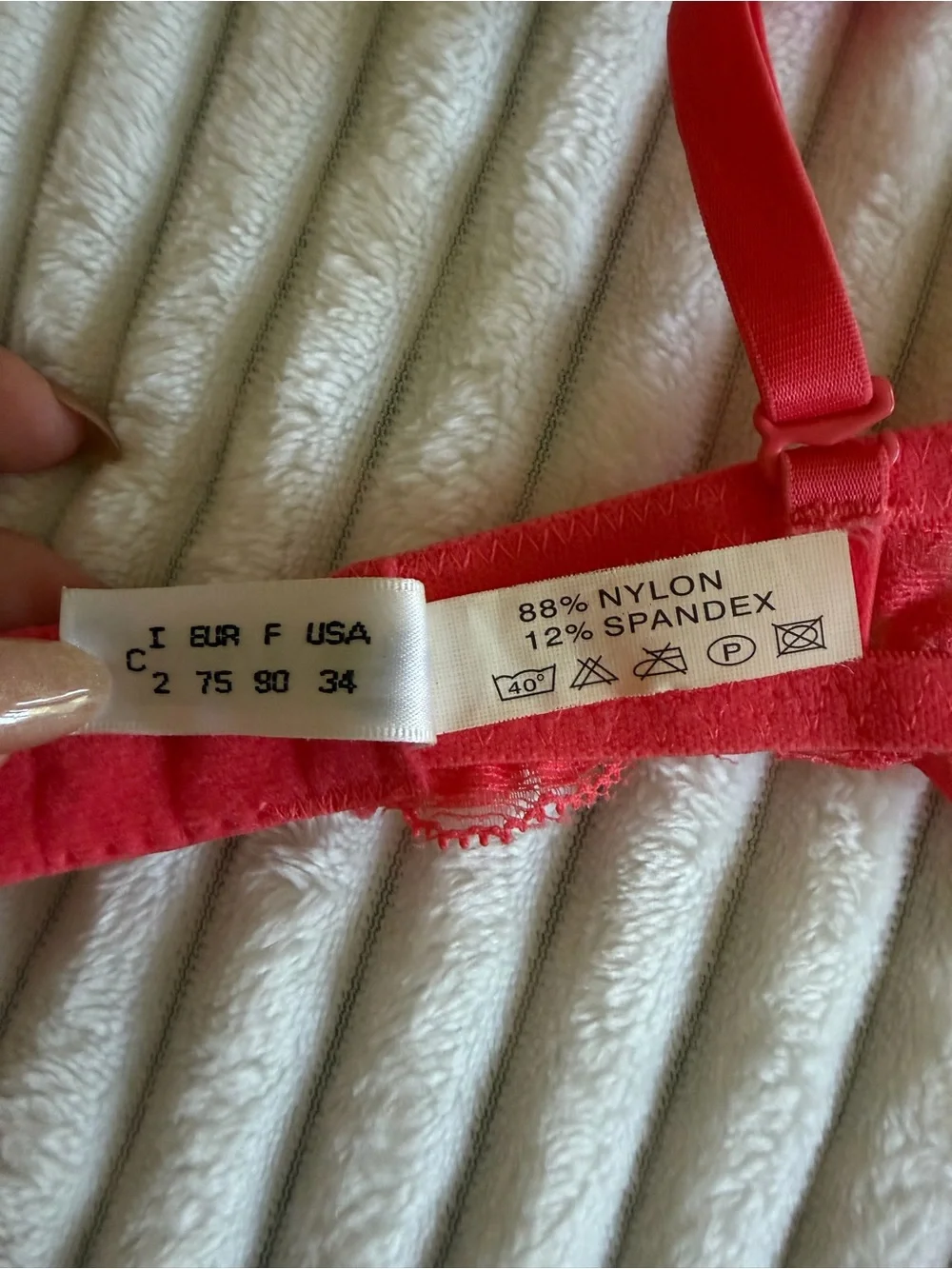 Coral Lace Push-Up Bra and Matching Bikini Panty Set